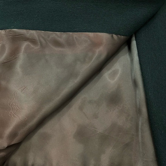 Vintage Jo Lene Dark Green Wool Blend Overcoat Size 14 Velvet Collar Bow Accent - Picture 7 of 9